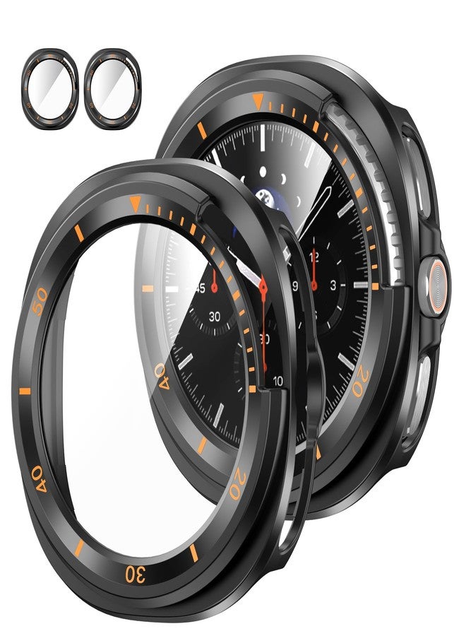 Fintie 2 Pack Case Built in Tempered Glass Screen Protector Compatible with Samsung Galaxy Watch 8 Classic 46mm 2025, Hard PC Case Overall Protective Cover, Black - Image 1
