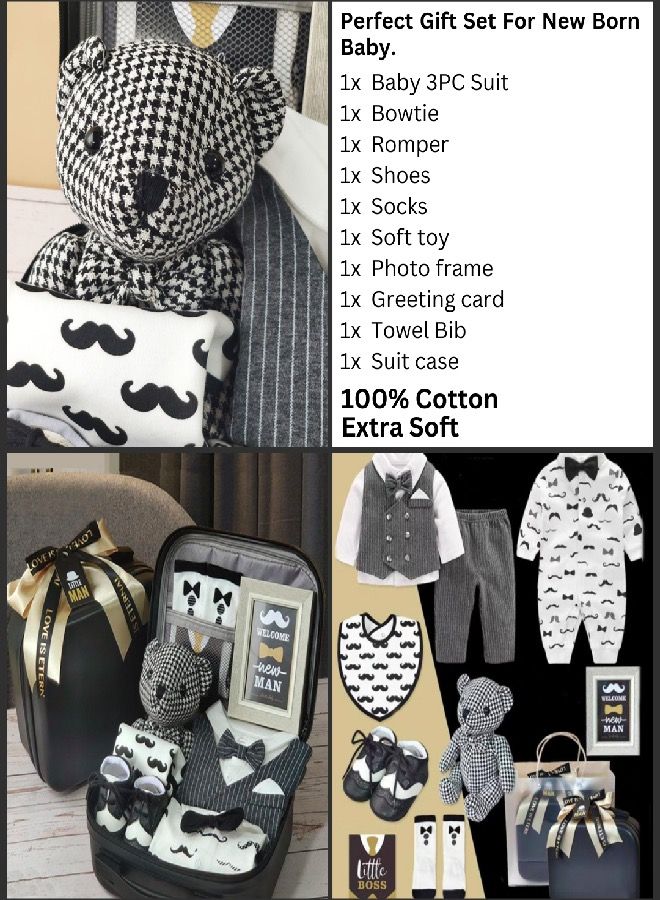 Newborn Baby Gifts Set, (9-in-1) Premium Cotton Baby Clothes Accessories Set, Baby Gift set for Expecting Moms, Fits Newborn to 3 Months - Image 3