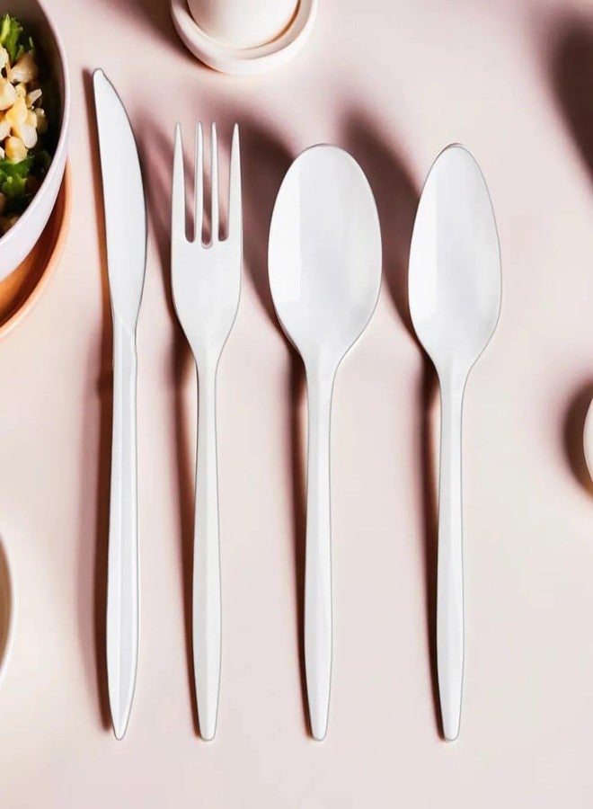 Blue Sky White Mix 48-Piece Disposable Cutlery Combo - Elegant & Sturdy Plastic Utensils for Parties, Catering, and Everyday Use - Image 4