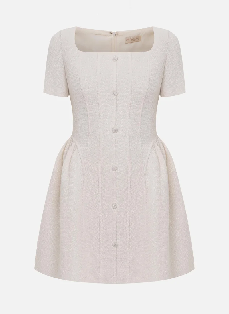 ليتشي فستان قصير محبوك ذو طيات على الخصر