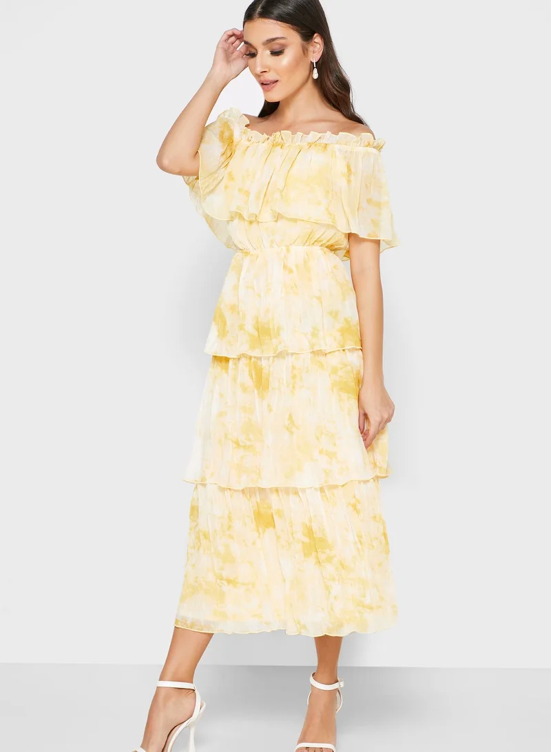 English Factory Tie Dye Bardot Layered Dress