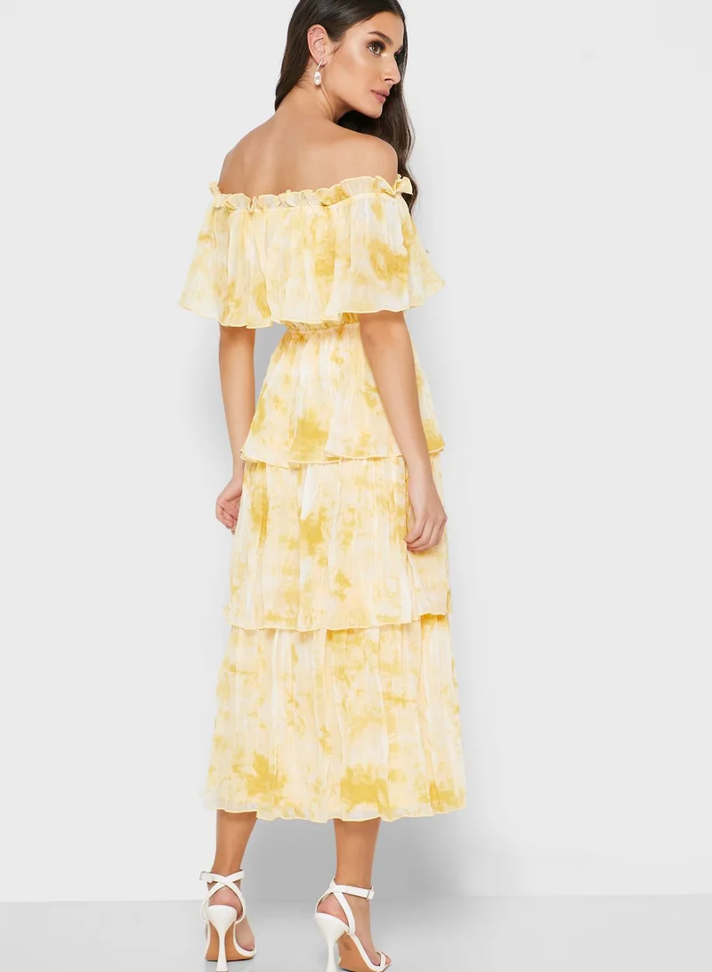 English Factory Tie Dye Bardot Layered Dress