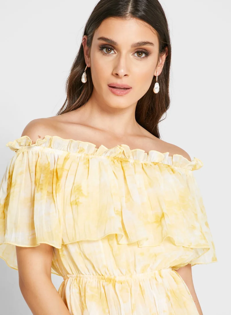 English Factory Tie Dye Bardot Layered Dress