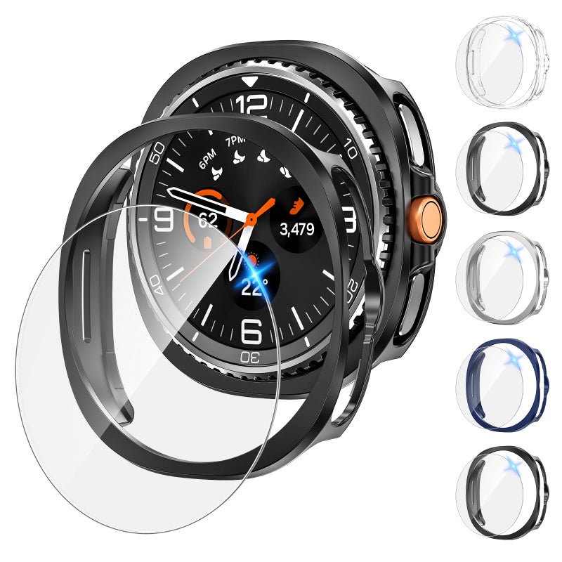 Tensea Multipack for Samsung Galaxy Watch 8 Classic Screen Protector Case 46mm Accessories, Hard PC Bumper/HD Anti-Fog Tempered Glass Protective Film, Face Cover Set for Women Men - Image 1