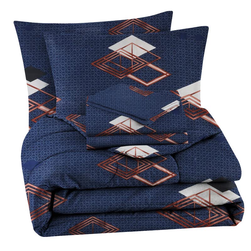 BSB مجموعة لحاف BSB HOME مطبوع 300 GSM بحجم كينج مع 1 ملاءة مسطحة - 90x100 بوصة وغطائي وسادة II 4 قطع - أسود وأبيض - Image 1