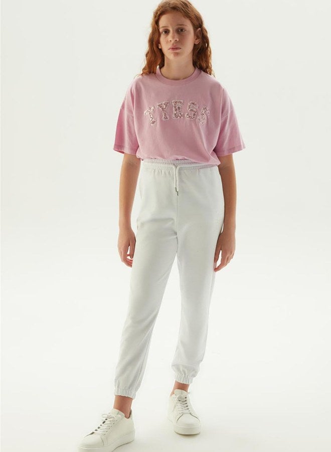 Tyess Girl White Tracksuit Bottom - Image 1