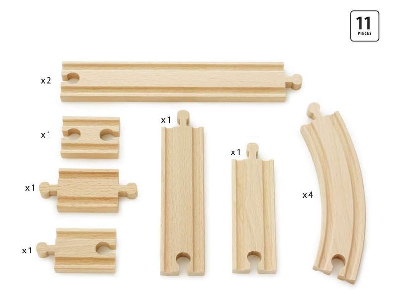 Brio BRIO World 33401 Beginner's Expansion Pack | 11-Piece Kids Wooden Train Track Set | Enhances Motor Skills | Compatible with All Train Sets | Certified Sustainable Wood | Perfect for Ages 3+  - Image 5