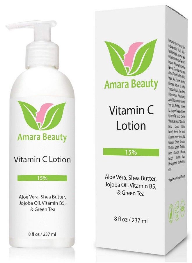 Amara Beauty Vitamin C Face & Body Lotion 15% With Shea Butter & Jojoba Oil 8 Oz  - Image 1