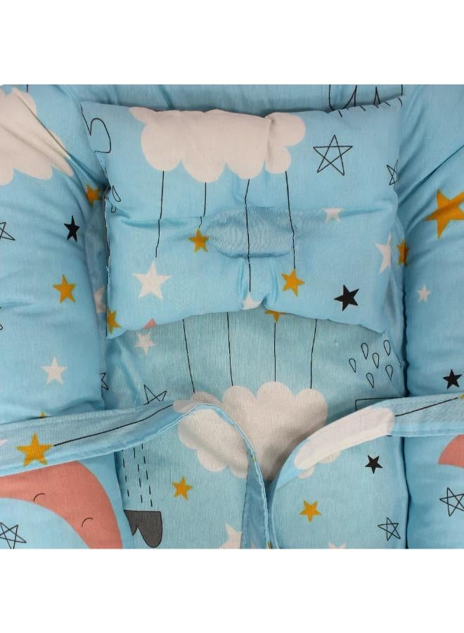 Kiddy Baby Nest – Light Blue with Clouds - Image 3