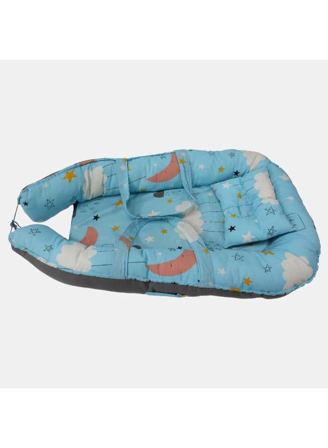 Kiddy Baby Nest – Light Blue with Clouds - Image 2