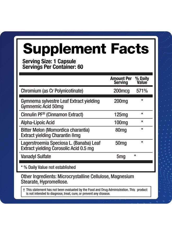 BioMatrix Metabolic Supplement w/Cinnamon (Cinnulin PF), Gymnema, Lipoic Acid, Vanadyl Sulfate, Chromium Picolinate, Bitter Melon - Image 2