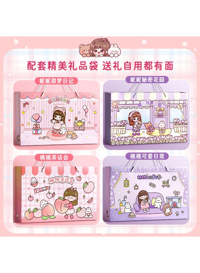 Kaba Bear Girls' Ledger Gift Box Student Diary Cute Children's Sticker Material Full Set Notebook Gift - Image 3