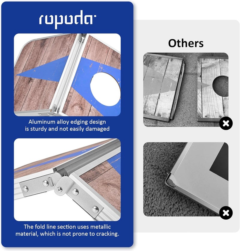 ROPODA Portable Cornhole Board Set with 8 Bean Bags - Lightweight Aluminum Alloy Edging for Outdoor Games - Image 4