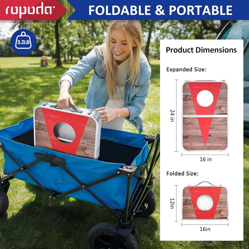 ROPODA Portable Cornhole Board Set with 8 Bean Bags - Lightweight Aluminum Alloy Edging for Outdoor Games - Image 2