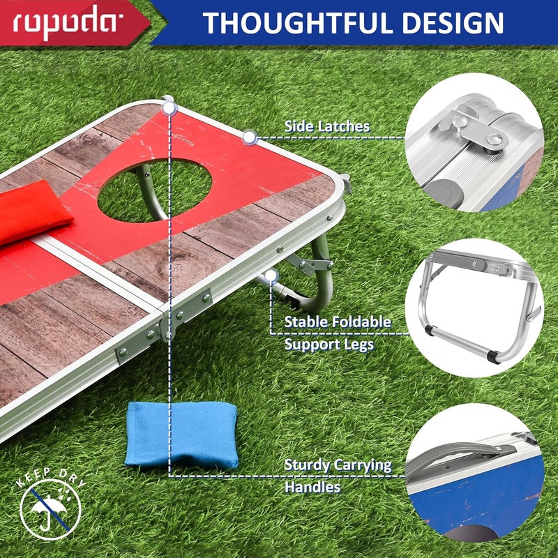 ROPODA Portable Cornhole Board Set with 8 Bean Bags - Lightweight Aluminum Alloy Edging for Outdoor Games - Image 3