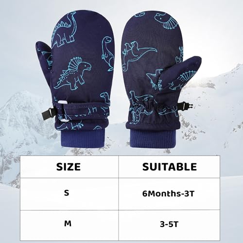 ENBAOHUI Baby Waterproof Mittens Threaded waterproof Mitten Fleece Lined Glove Kids Snow Ski Mitten for Boys Girls 6Months-5T - Image 2