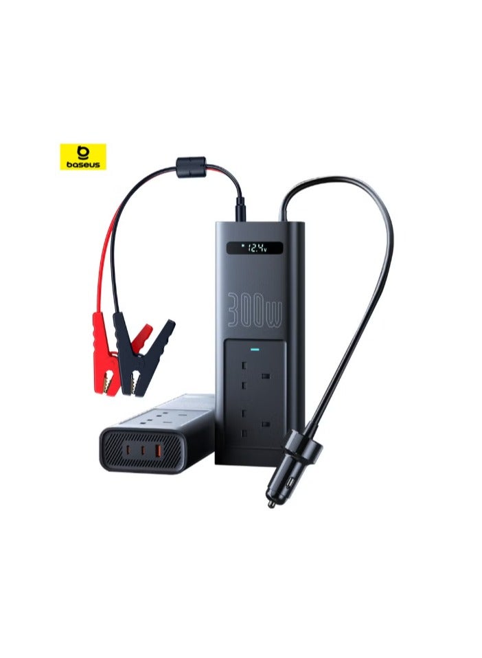 Baseus Baseus 300W Car Power Inverter 12V DC To 220V AC Car Adapter For Vehicles | Car Converter With 1 USB QC3.0 Ports, 2* PD3.0 Port, 2* AC 220V Outlets Fast Charging For Laptop, Smart Phone And Small Appliances Black - Image 1
