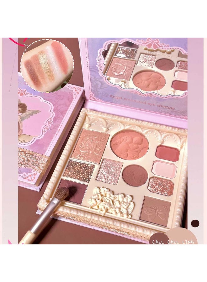 Walpck Eyeshadow 10 Colors Eyeshadow Palette Makeup Blush Highlighter All In One Disc Matte&Glitter Eyeshadow Makeup High Pigmented Shades Naturing-Looking Multifunctional Eyeshadow Palette - Image 3