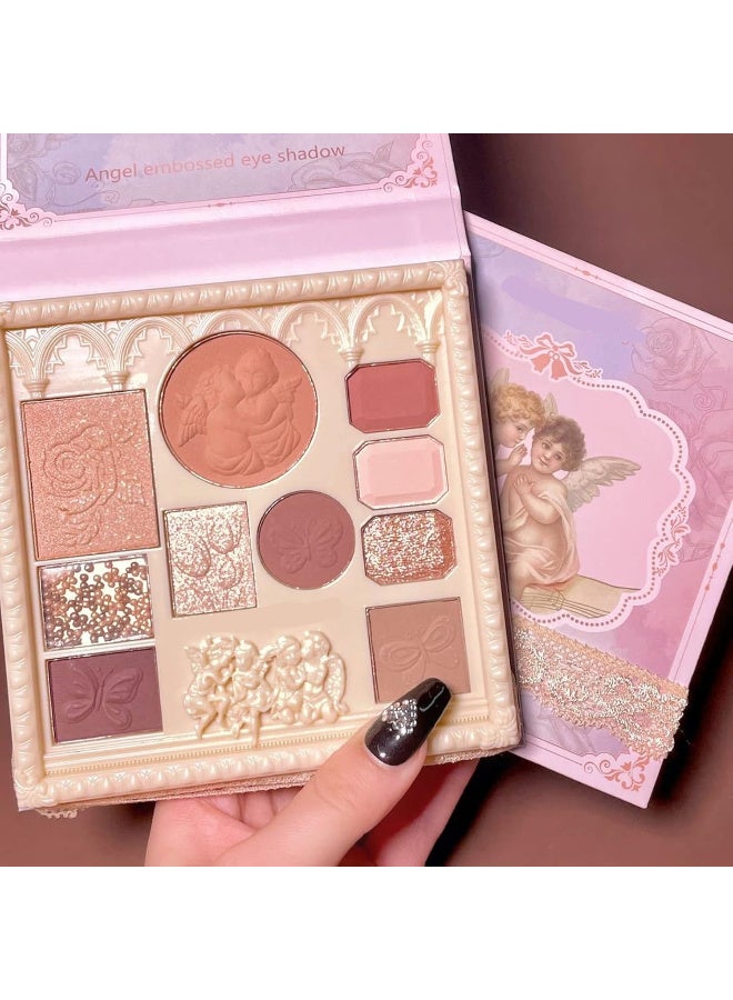 Walpck Eyeshadow 10 Colors Eyeshadow Palette Makeup Blush Highlighter All In One Disc Matte&Glitter Eyeshadow Makeup High Pigmented Shades Naturing-Looking Multifunctional Eyeshadow Palette - Image 2