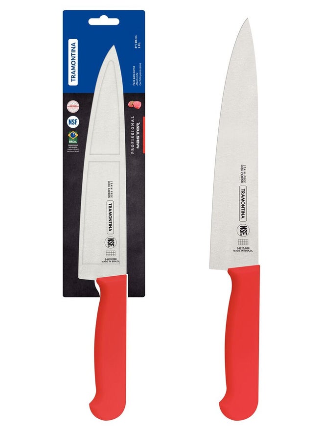 ترامونتينا سكين لحم ترامونتينا احترافي  بوصة بشفرة ستانلس ستيل ومقبض بولي بروبلين أحمر بحماية مضادة للميكروبات - Image 1