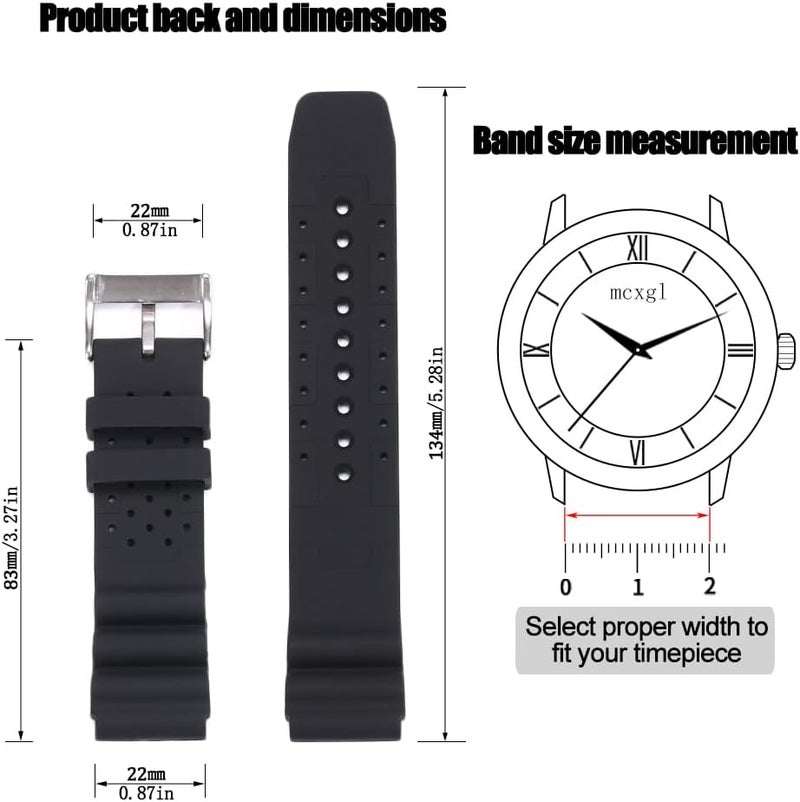 MCXGL 22mm Silicone Watch Band Compatible with Citizen Hyper Aqualand Duplex Promaster Men's Sport Waterproof Dive Strap Bracelet Watch Accessories - Image 2