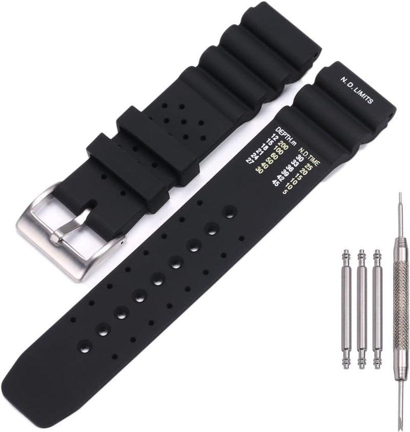 MCXGL 22mm Silicone Watch Band Compatible with Citizen Hyper Aqualand Duplex Promaster Men's Sport Waterproof Dive Strap Bracelet Watch Accessories - Image 1