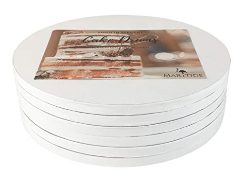 Maritide 10 Inch Cake Board Drums Round, 6-Pack, White, Sturdy 1/2" Thick for Heavy Or Multi-Tiered Cakes - Image 1