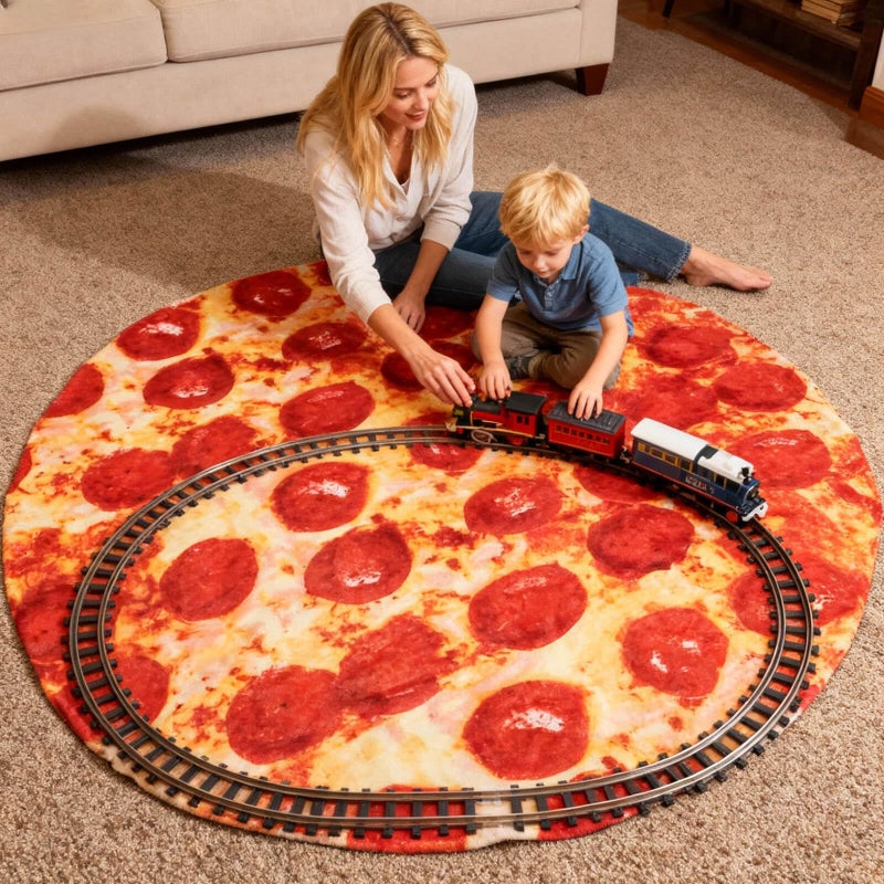 Acteb 85in Pepperoni Pizza Blanket White Elephant Gifts for Adults Useful Sausage Throw Blankets Women Men Party Cool Stuff Novelty Gag Soft Fleece Wrap - Image 4