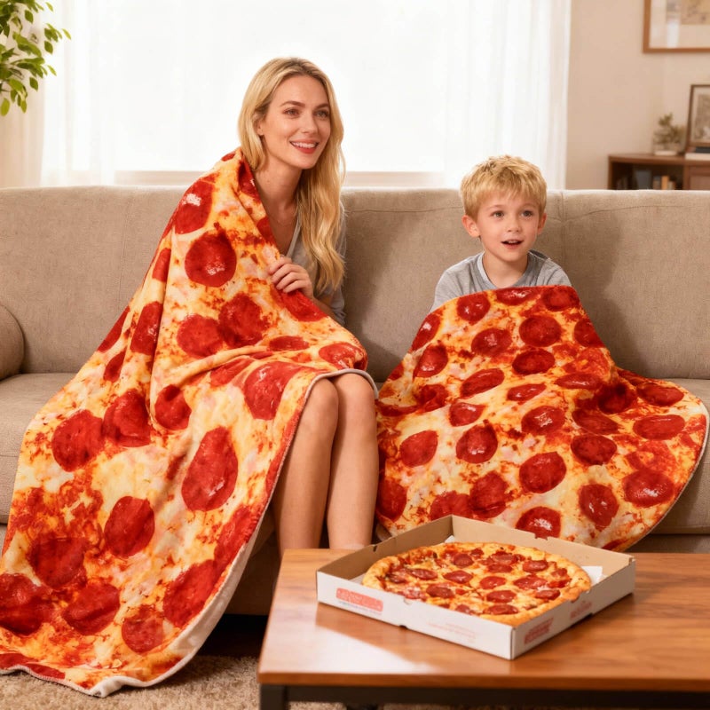 Acteb 85in Pepperoni Pizza Blanket White Elephant Gifts for Adults Useful Sausage Throw Blankets Women Men Party Cool Stuff Novelty Gag Soft Fleece Wrap - Image 5