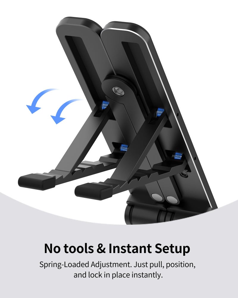 SODI 2025 Foldable Laptop Stand for Desk - Bi-fold Ergonomic Spring Adjustable Computer Holder, 3 in 1 Metal Portable Laptop Stand for Notebook, Phone, Tablet,10-16", Desk & Travel Use - Image 3