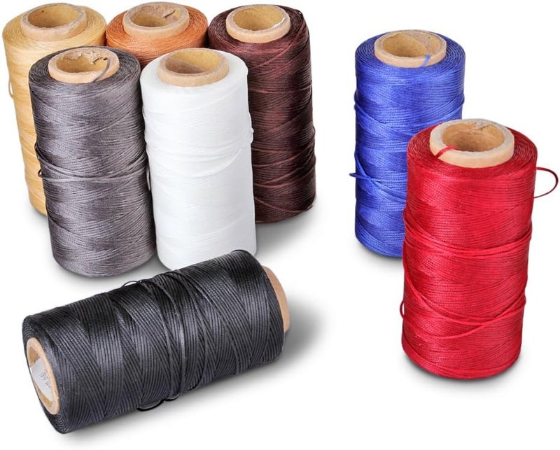 Flexzion Waxed Thread - 284 Yards 0.8mm 150D Polyester Wax Thread for Leather Sewing, Bookbinding, Stitching, & DIY Projects (White) - Image 2