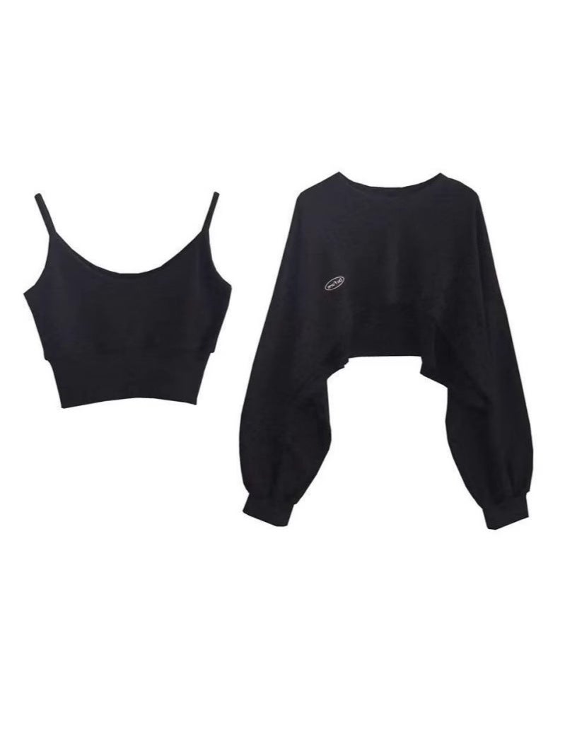 Xiyin Explosions Niche Chic Top Short Sling Sweater Women'S Design Sense Sling Top Two-Piece Set - Image 3