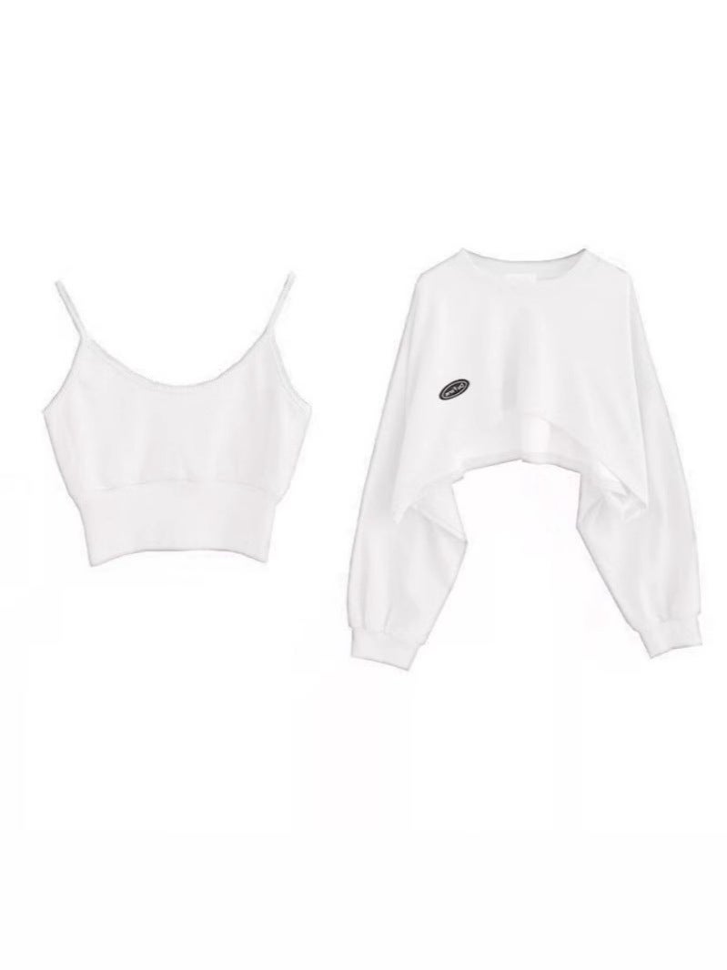 Xiyin Explosions Niche Chic Top Short Sling Sweater Women'S Design Sense Sling Top Two-Piece Set - Image 5