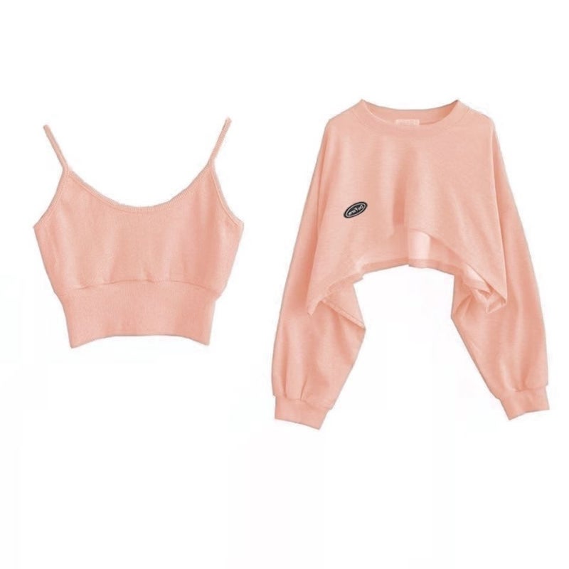 Xiyin Explosions Niche Chic Top Short Sling Sweater Women'S Design Sense Sling Top Two-Piece Set - Image 1