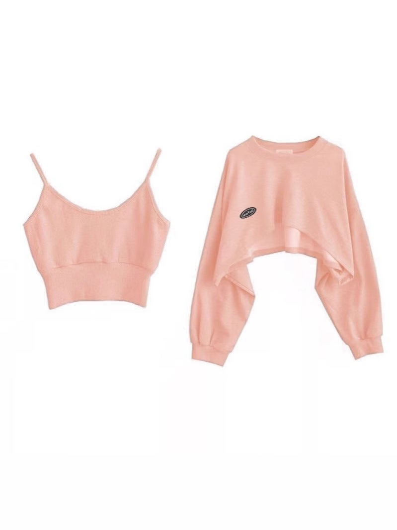 Xiyin Explosions Niche Chic Top Short Sling Sweater Women'S Design Sense Sling Top Two-Piece Set - Image 2