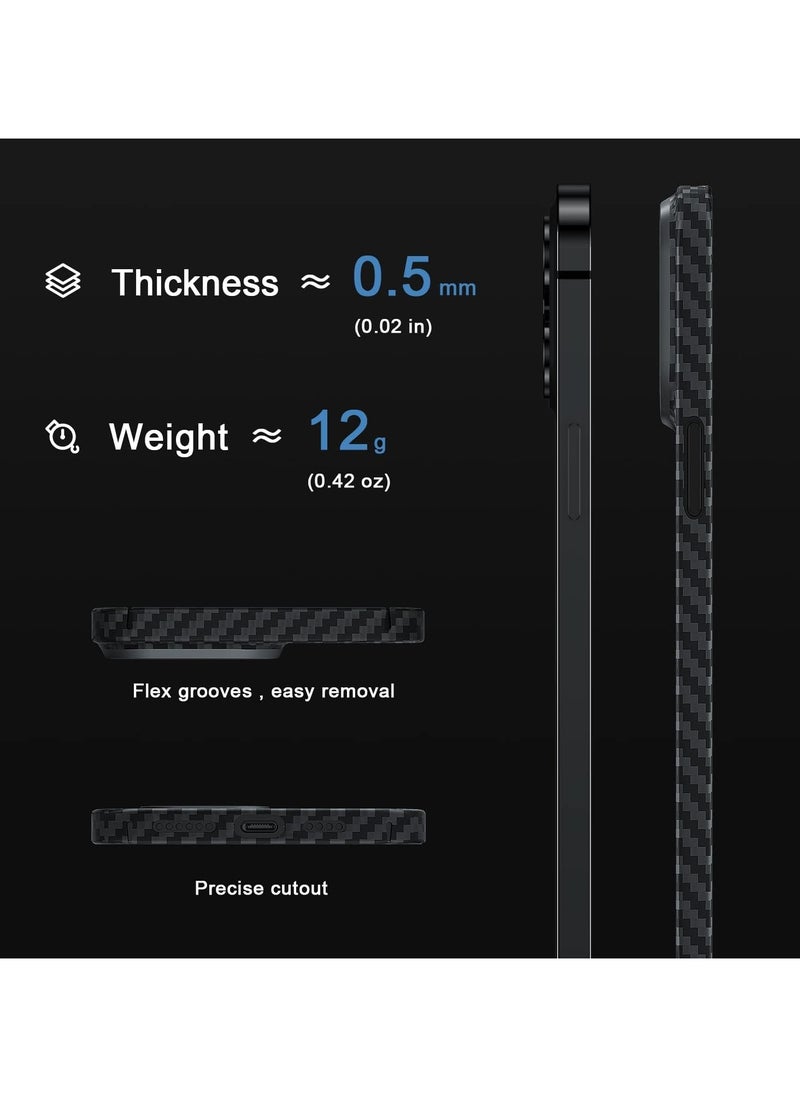 For iPhone 16 Pro Max Case Carbon Fiber, Real Aramid Fiber Sturdy Durable Carbon 0.5 mm Slim Fit for iPhone 16 Pro Max Carbon Fiber Thin Case  - Image 5