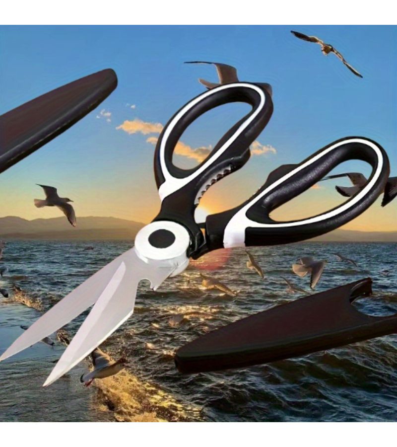 Heavy Duty Stainless Steel Multi-Function Kitchen Scissors Panda Color 1 For Duck Fish Meat Chicken And Pizza - Image 1