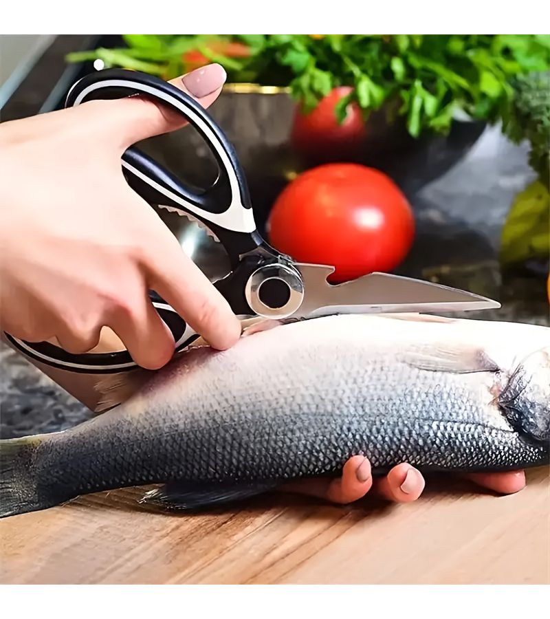 Heavy Duty Stainless Steel Multi-Function Kitchen Scissors Panda Color 1 For Duck Fish Meat Chicken And Pizza - Image 3