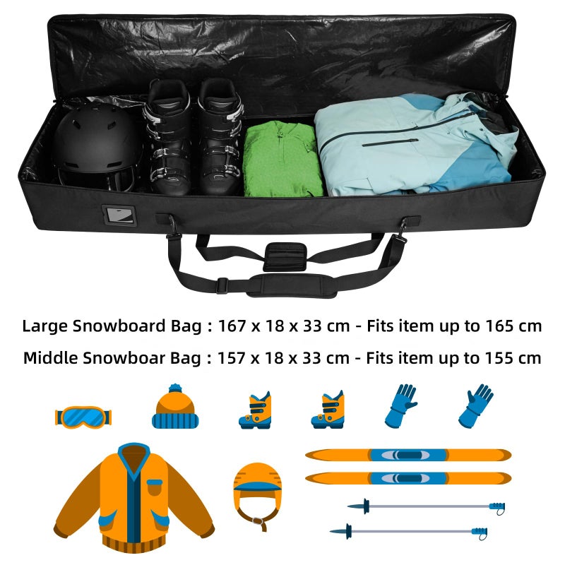 AUMTISC Snowboard Bag for Air Travel, Padded Snowboard Bags, Single Snowboard Bag Case with Storage Pocket, Water Resistant Snow Board Ski Bag, Long Snowboarding Bags with Shoulder Strap, Pink 155cm - Image 4