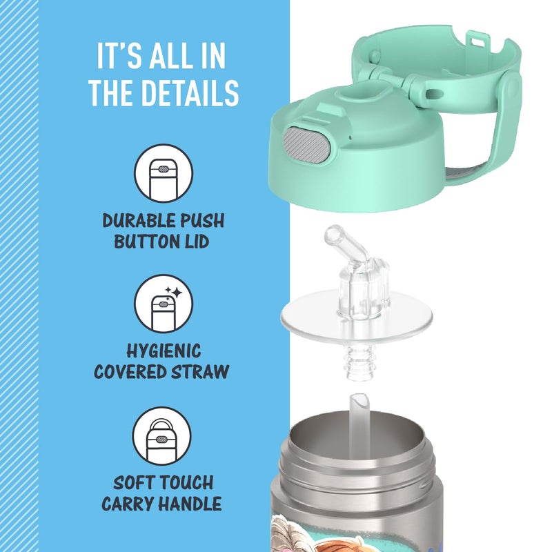 THERMOS زجاجة ماء THERMOS FUNTAINER مع قشة - 12 أونصة - زجاجة ماء للأطفال من الفولاذ المقاوم للصدأ مع غطاء، فروزن 2 - Image 4