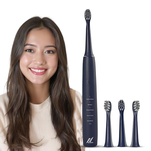 Nexlev Rechargeable Electric Toothbrush| 120 Days Life | 35K strokes/min| Type C| 5 Modes for Daily Use| 2 Min timer with 30sec Quadpacer | 4 Brushheads| IPX7 Waterproof| For Men & Women | ETC-08 Blue - Image 1