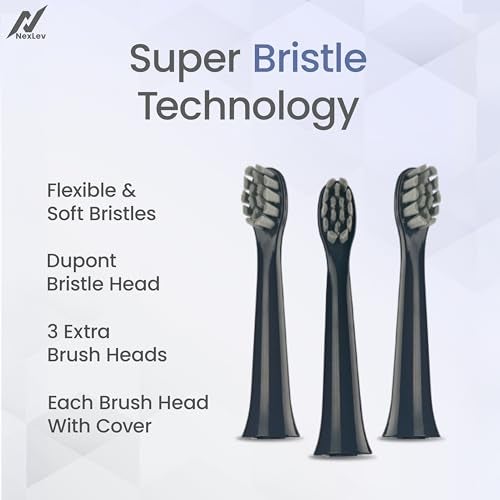 Nexlev Rechargeable Electric Toothbrush| 120 Days Life | 35K strokes/min| Type C| 5 Modes for Daily Use| 2 Min timer with 30sec Quadpacer | 4 Brushheads| IPX7 Waterproof| For Men & Women | ETC-08 Blue - Image 5