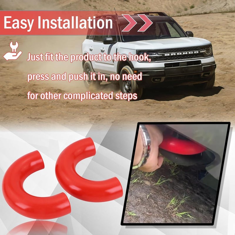 GEATaaT أغطية خطاف السحب المتوافقة مع فورد F150 2004-2024، برونكو بيز/بيغ بيند/أوتر بانكس 2021-2024، تويوتا تندرا 2017-2021 (أحمر) - Image 5
