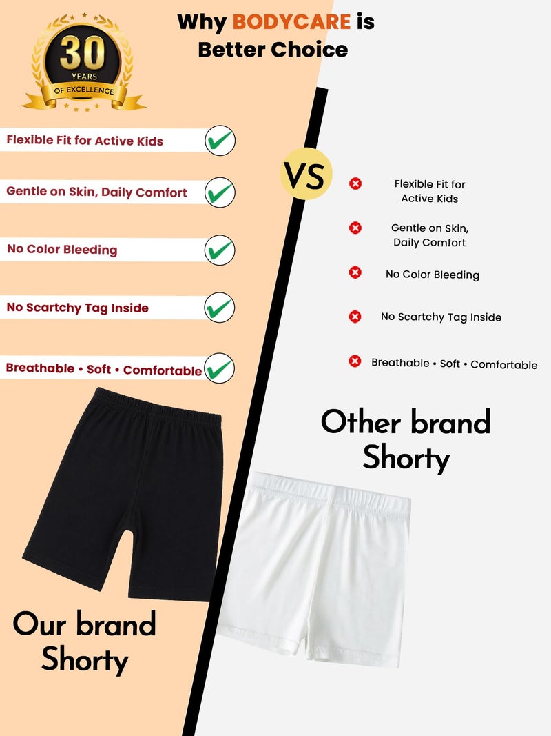 BODYCARE Girls Solid Shorty | 100% Cotton Stylish, Comfortable & Durable Shorts for Girls | Pack of 3… (Color & Print May Vary) Black - Image 5