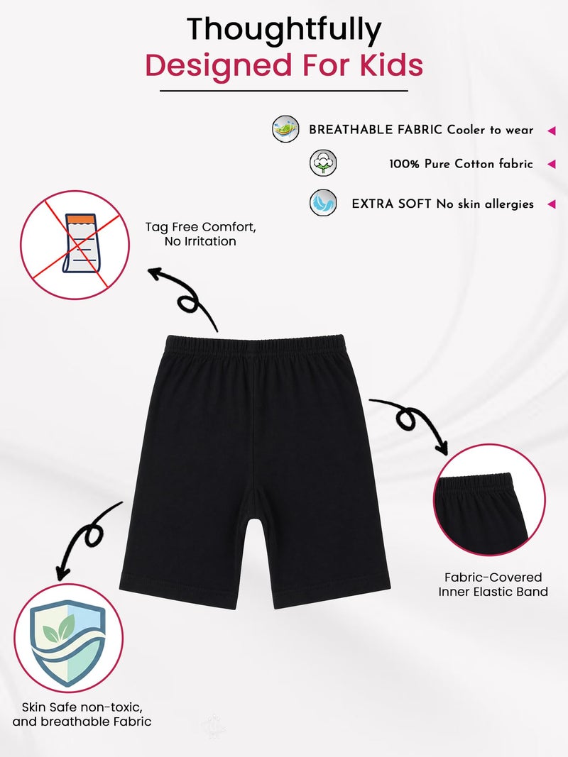 BODYCARE Girls Solid Shorty | 100% Cotton Stylish, Comfortable & Durable Shorts for Girls | Pack of 3… (Color & Print May Vary) Black - Image 3