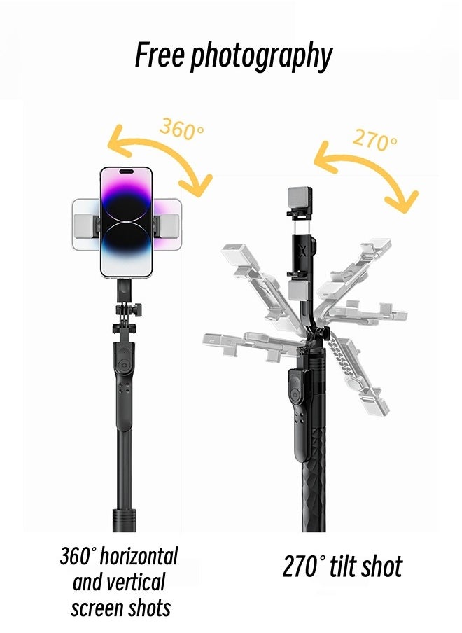 Arabest - Aluminum Alloy Selfie Stick Phone Stabilizer 360° Rotating Multifunctional Portable Tripod 170cm with Wireless Remote Control Phone Holder and Beauty LED Light Suitable for All Cell Phones - Image 1