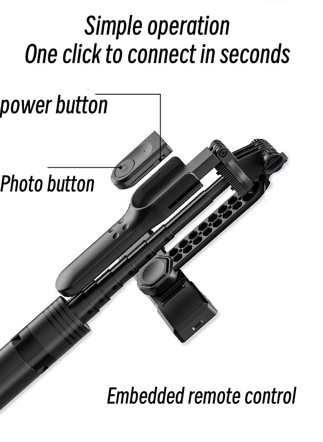 Arabest - Aluminum Alloy Selfie Stick Phone Stabilizer 360° Rotating Multifunctional Portable Tripod 170cm with Wireless Remote Control Phone Holder and Beauty LED Light Suitable for All Cell Phones - Image 1