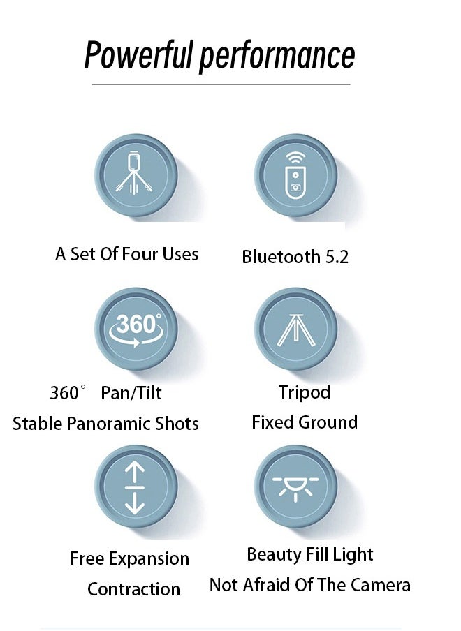 Arabest - Aluminum Alloy Selfie Stick Phone Stabilizer 360° Rotating Multifunctional Portable Tripod 170cm with Wireless Remote Control Phone Holder and Beauty LED Light Suitable for All Cell Phones - Image 1