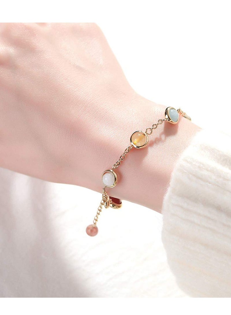 SYOSI 14K Gold Plated Delicate Multi Color Crystal Bracelet for Girls Women Valentine's Day Jewelry Gifts - Image 1