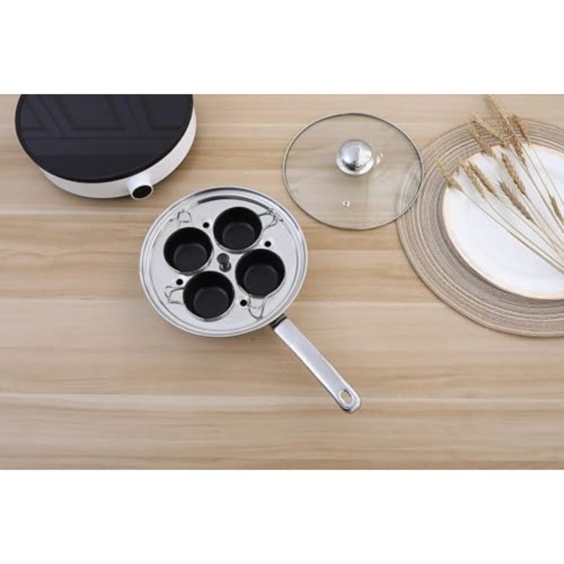 4 Cups Egg Poacher Pan - Stainless Steel Poached Egg Cooker Induction Cooktop Egg Poachers Cookware Set with 4 Nonstick Large PFOA FREE Egg Poacher Cups and Silicone Spatula - Image 4